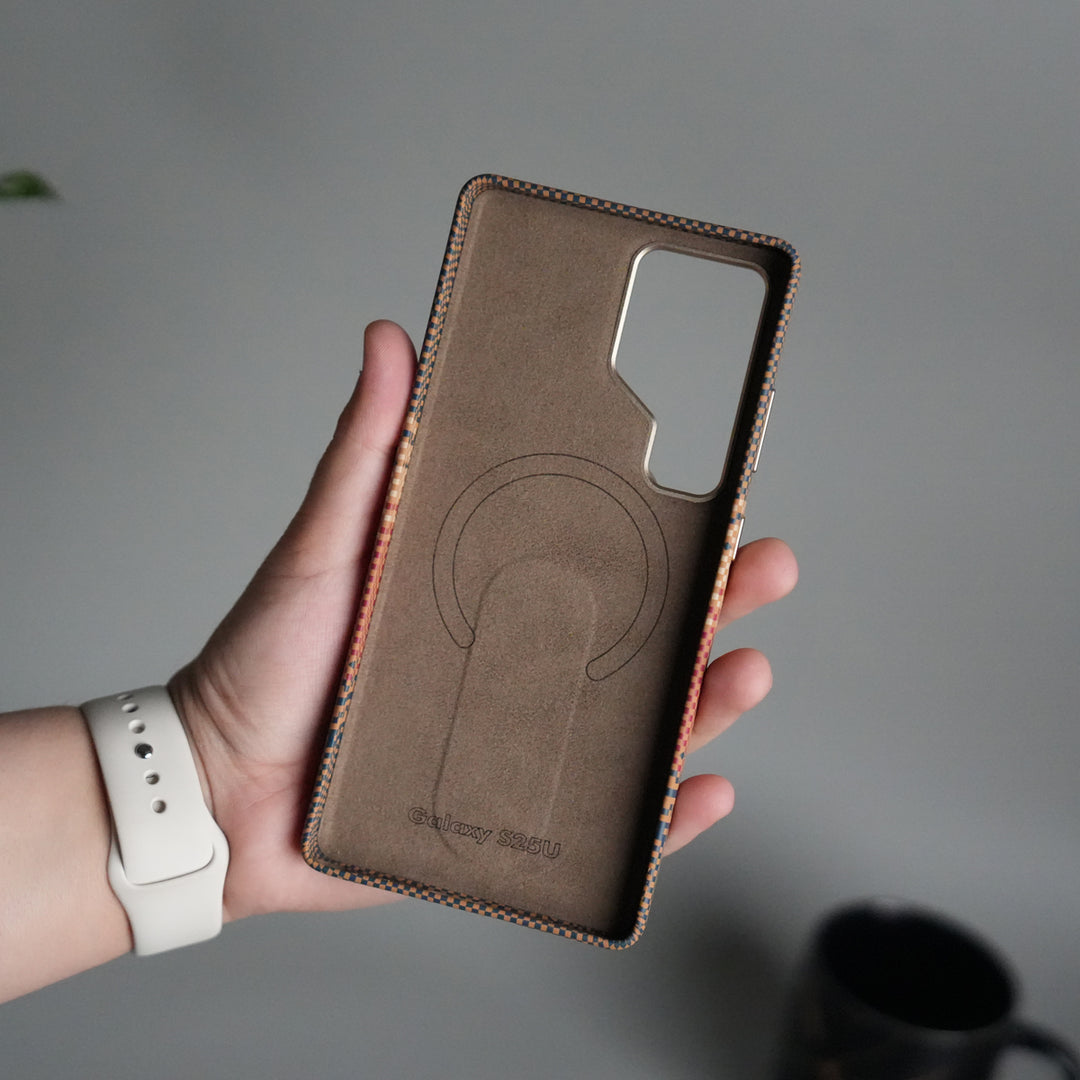 Samsung S24 Ultra Premium Pattern Back Case with Metal Kickstand | Slim Shockproof Protective Cover