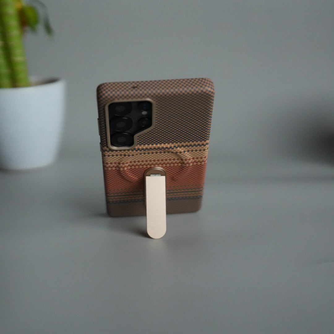 Samsung S24 Ultra Premium Pattern Back Case with Metal Kickstand | Slim Shockproof Protective Cover