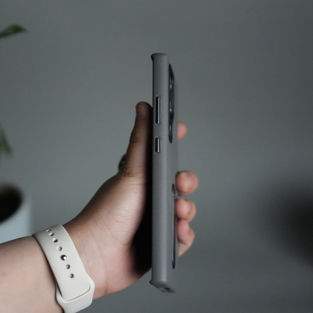 Galaxy S24 Ultra Premium Leather-Texture Back Case with Metal Kickstand | Shockproof Cover