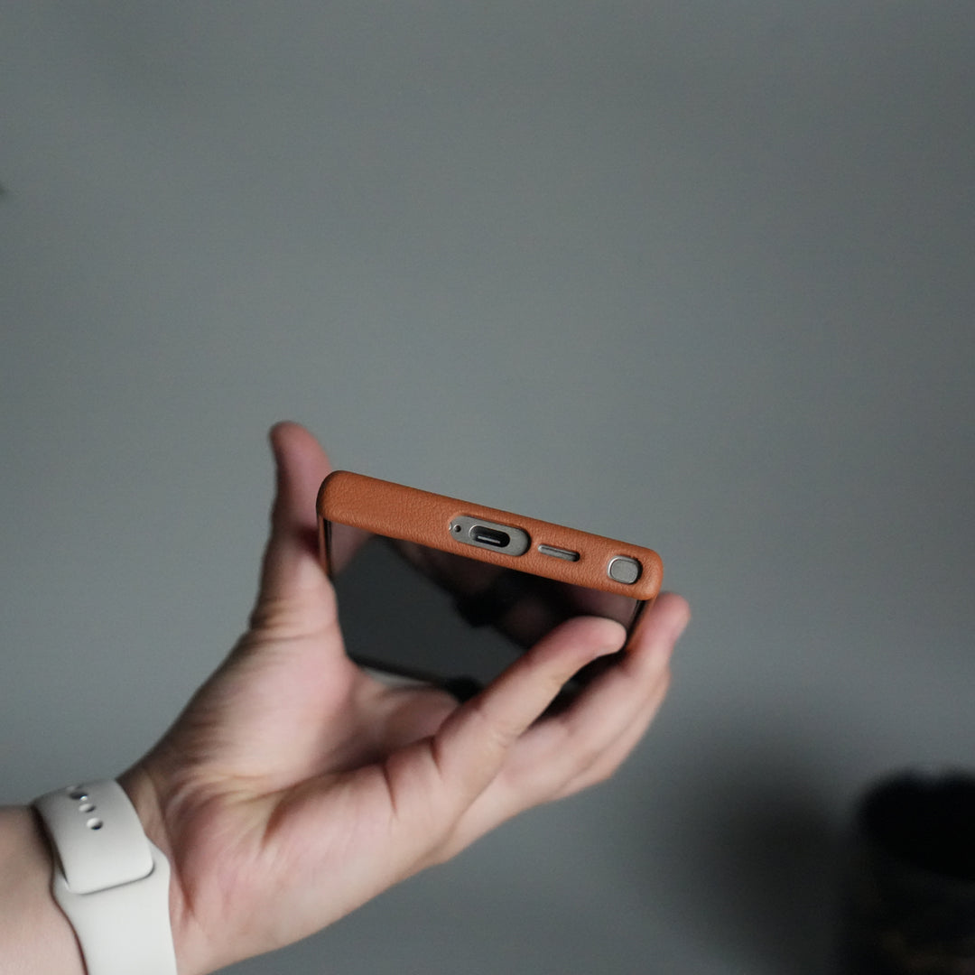 Galaxy S24 Ultra Premium Leather-Texture Back Case with Metal Kickstand | Shockproof Cover