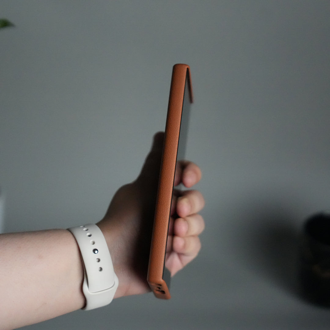 Galaxy S24 Ultra Premium Leather-Texture Back Case with Metal Kickstand | Shockproof Cover