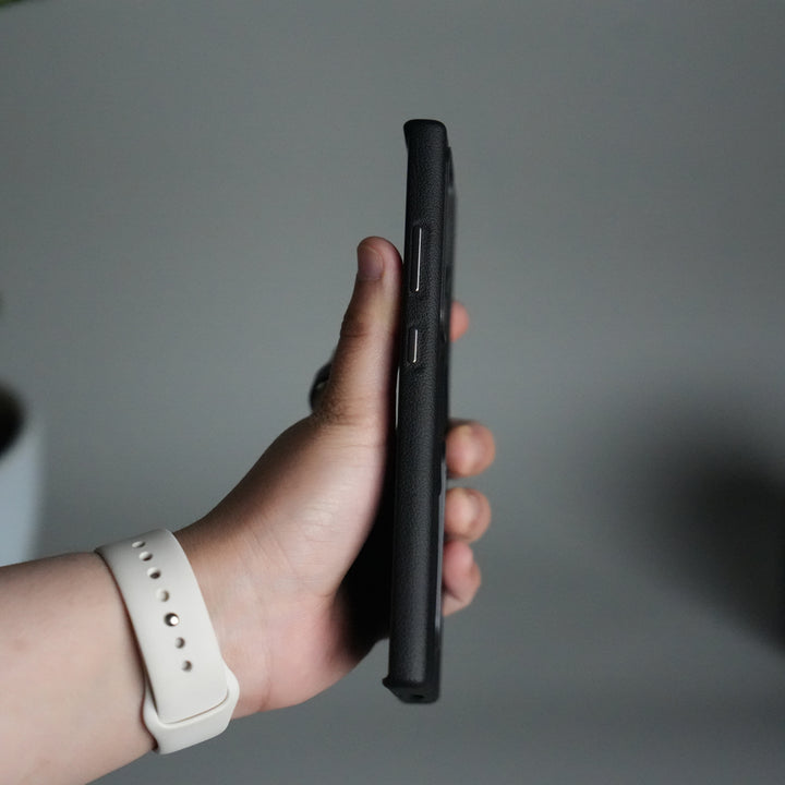 Galaxy S24 Ultra Premium Leather-Texture Back Case with Metal Kickstand | Shockproof Cover