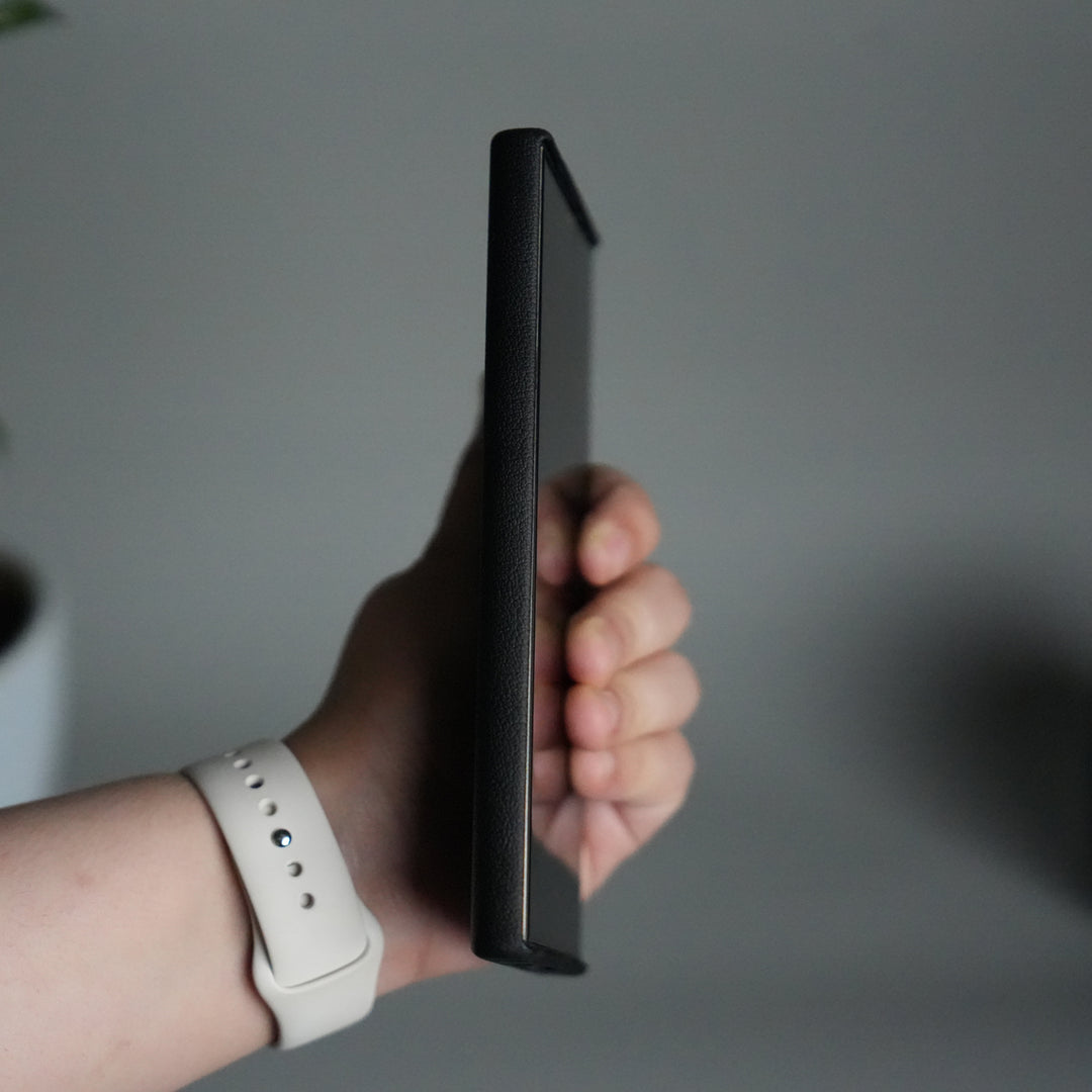 Galaxy S24 Ultra Premium Leather-Texture Back Case with Metal Kickstand | Shockproof Cover