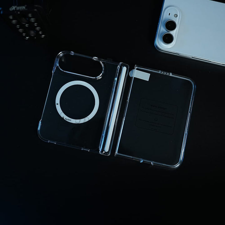 FRATO iPhone Fold CrystalGuard Duo MagSafe Case for iPhone Duo | Clear Back Cover with Hinge &amp; Front Glass Protection