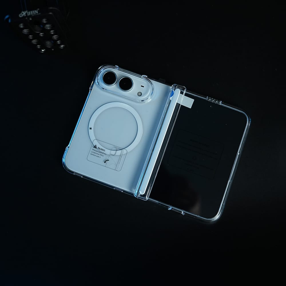 FRATO iPhone Fold CrystalGuard Duo MagSafe Case for iPhone Duo | Clear Back Cover with Hinge &amp; Front Glass Protection