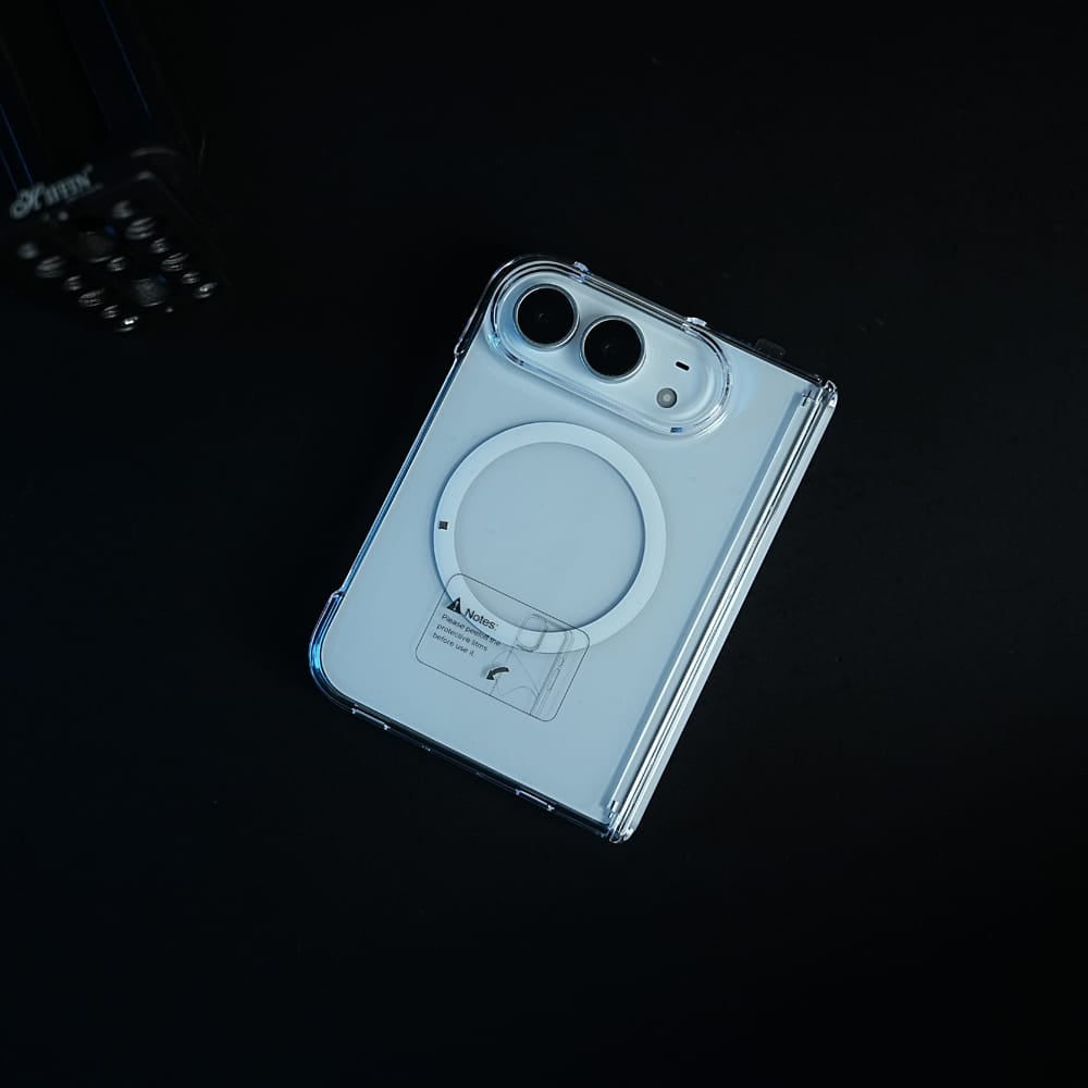 FRATO iPhone Fold CrystalGuard Duo MagSafe Case for iPhone Duo | Clear Back Cover with Hinge &amp; Front Glass Protection