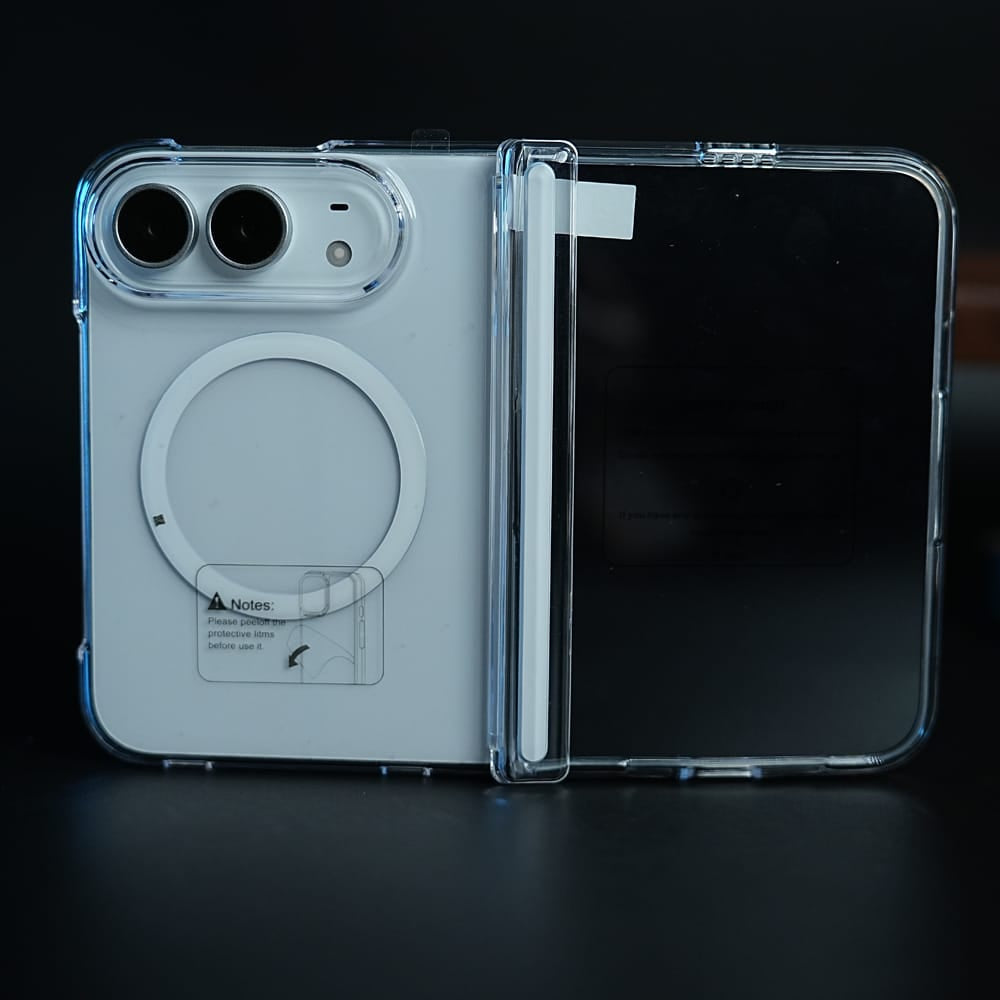 FRATO iPhone Fold CrystalGuard Duo MagSafe Case for iPhone Duo | Clear Back Cover with Hinge &amp; Front Glass Protection