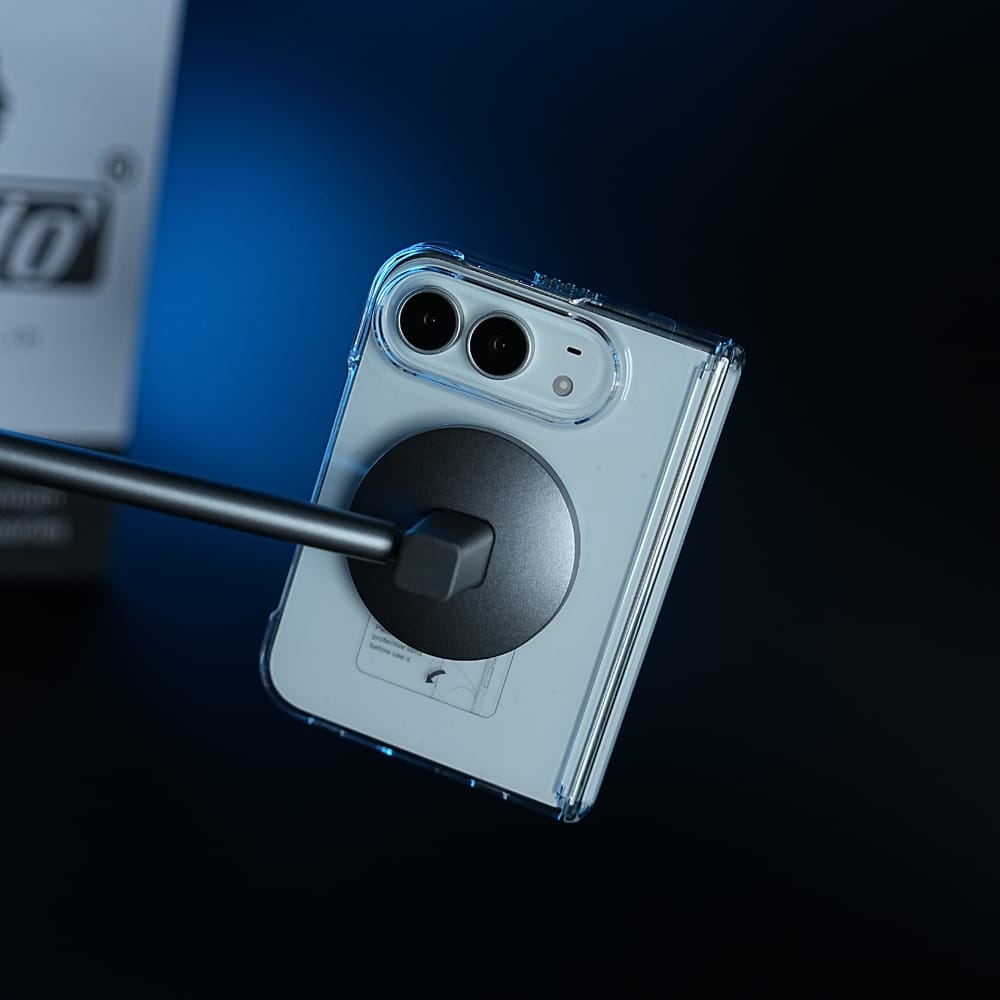 FRATO iPhone Fold CrystalGuard Duo MagSafe Case for iPhone Duo | Clear Back Cover with Hinge &amp; Front Glass Protection