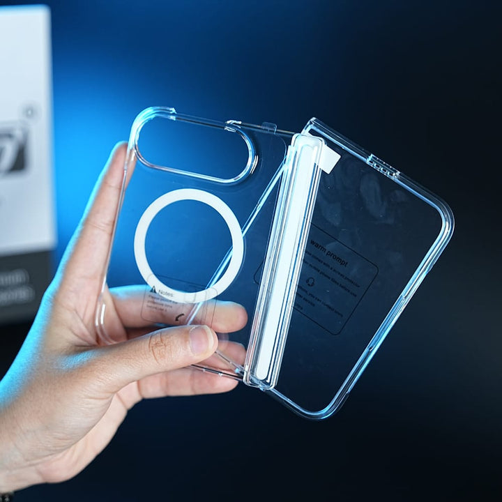 FRATO iPhone Fold CrystalGuard Duo MagSafe Case for iPhone Duo | Clear Back Cover with Hinge &amp; Front Glass Protection