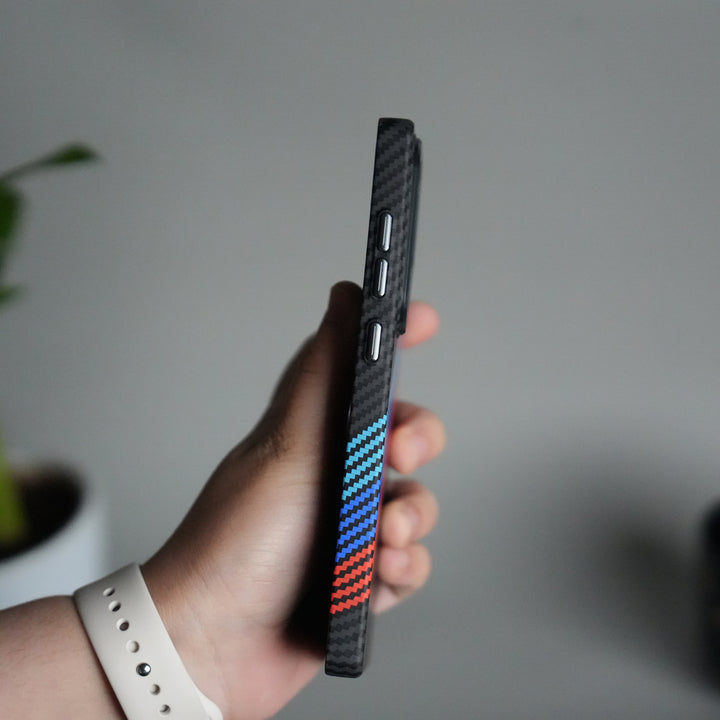 Galaxy S24 Ultra Carbon Fiber Texture Design Hard Pc MagSafe Case Cover CrossBlueRed