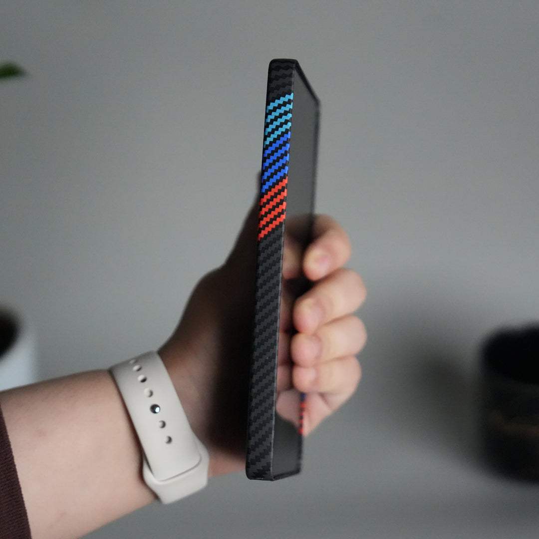 Galaxy S24 Ultra Carbon Fiber Texture Design Hard Pc MagSafe Case Cover CrossBlueRed