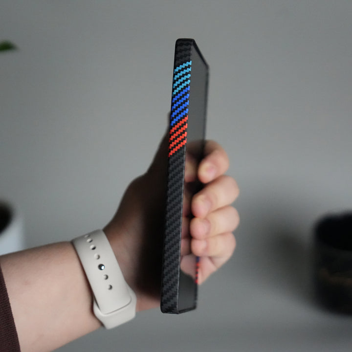 Galaxy S24 Ultra Carbon Fiber Texture Design Hard Pc MagSafe Case Cover CrossBlueRed