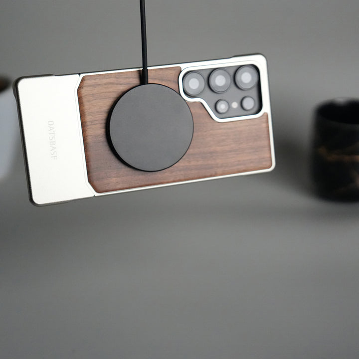 Galaxy S25 Ultra Magnetic Wooden Frameless Phone Case | Protective Shockproof Wireless Charging Cover
