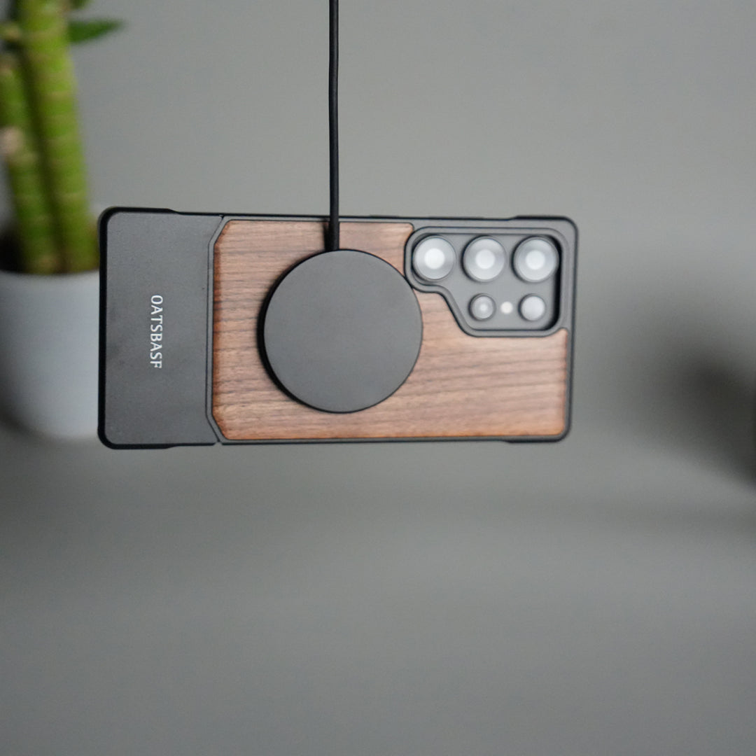 Galaxy S25 Ultra Magnetic Wooden Frameless Phone Case | Protective Shockproof Wireless Charging Cover