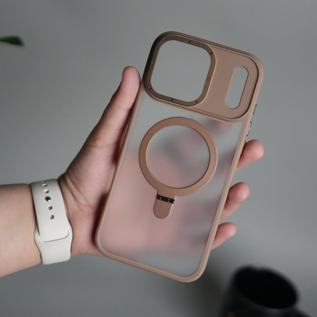 iPhone 17 Pro Max Frosted Case with Metal Camera Bump & Metal Kickstand | Shockproof Matte Hybrid Cover