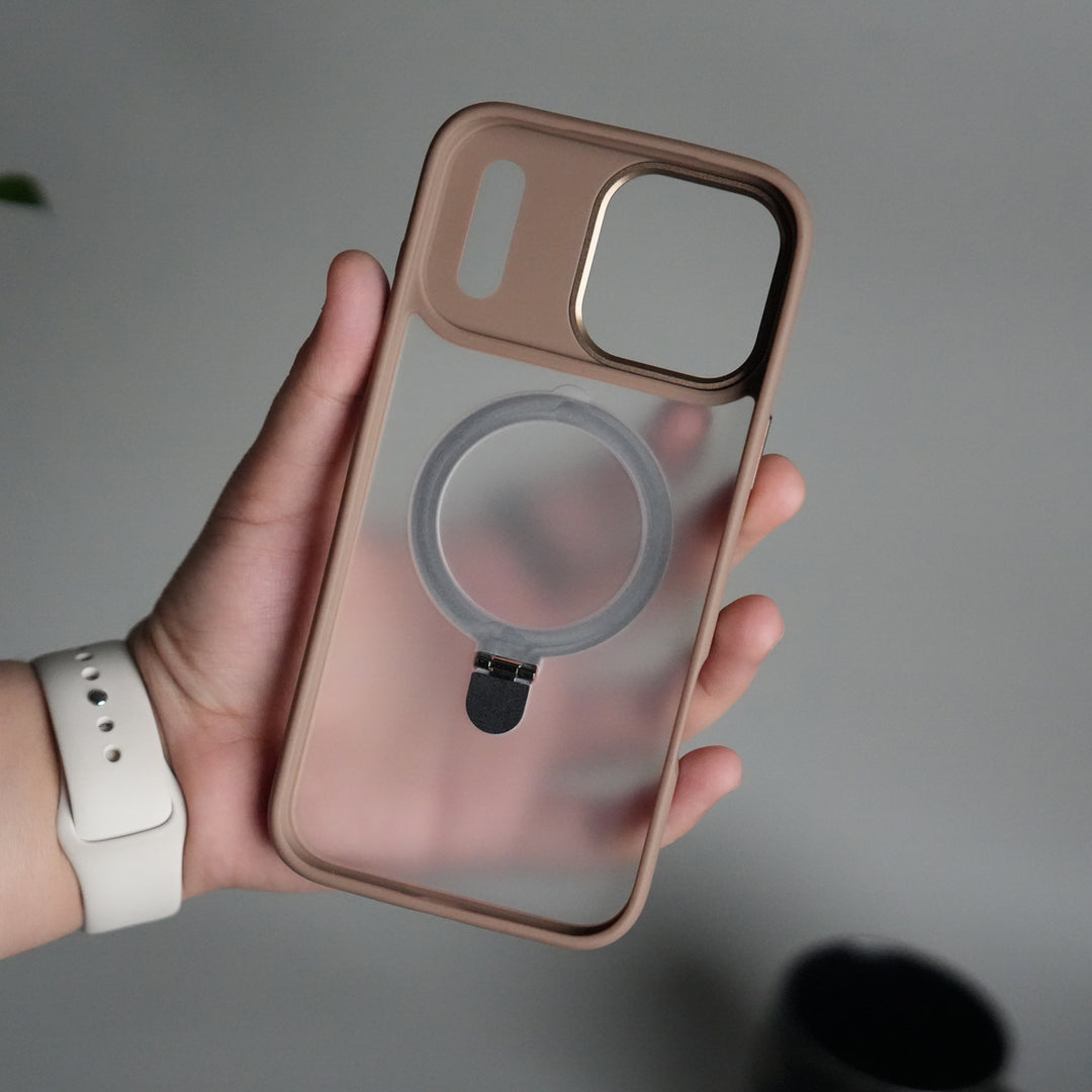 iPhone 17 Pro Max Frosted Case with Metal Camera Bump & Metal Kickstand | Shockproof Matte Hybrid Cover