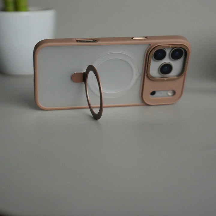 iPhone 17 Pro Max Frosted Case with Metal Camera Bump & Metal Kickstand | Shockproof Matte Hybrid Cover