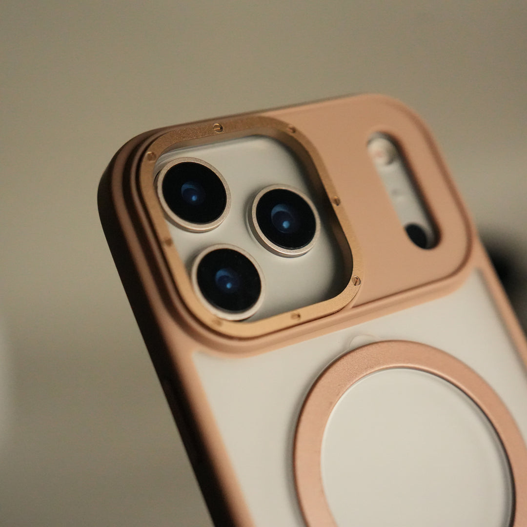 iPhone 17 Pro Max Frosted Case with Metal Camera Bump & Metal Kickstand | Shockproof Matte Hybrid Cover