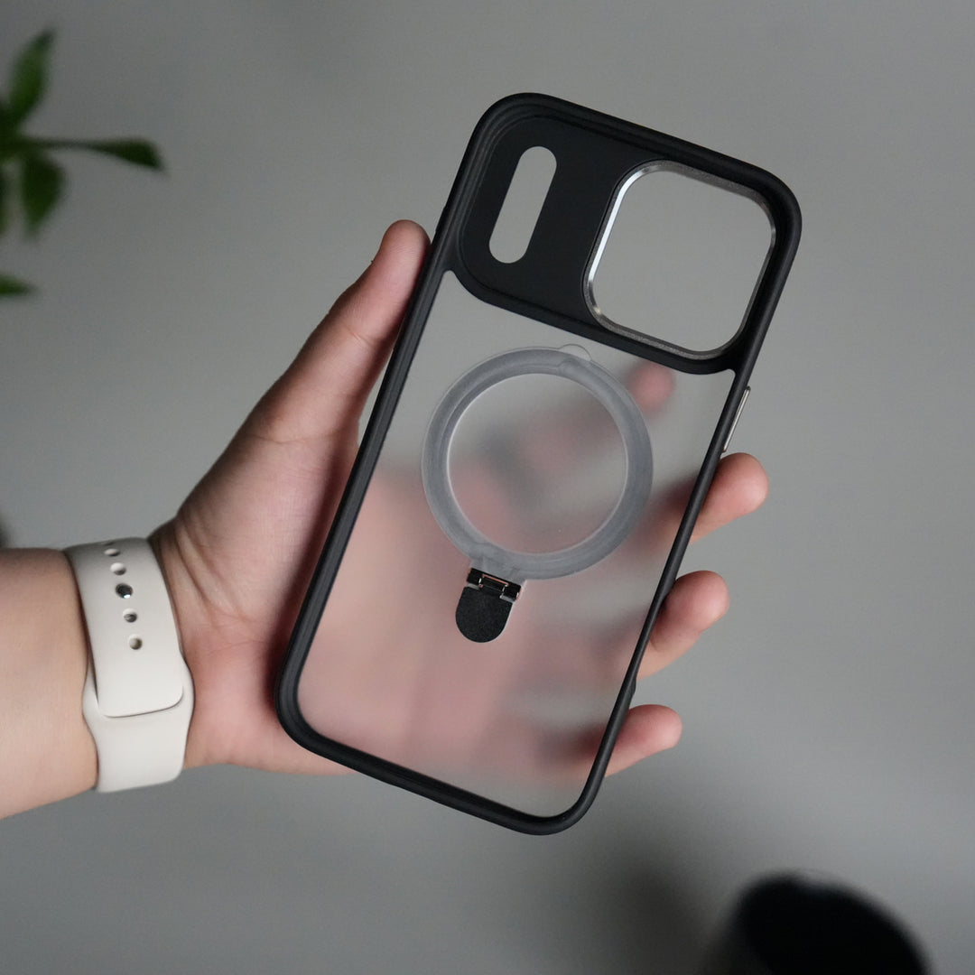 iPhone 17 Pro Max Frosted Case with Metal Camera Bump & Metal Kickstand | Shockproof Matte Hybrid Cover