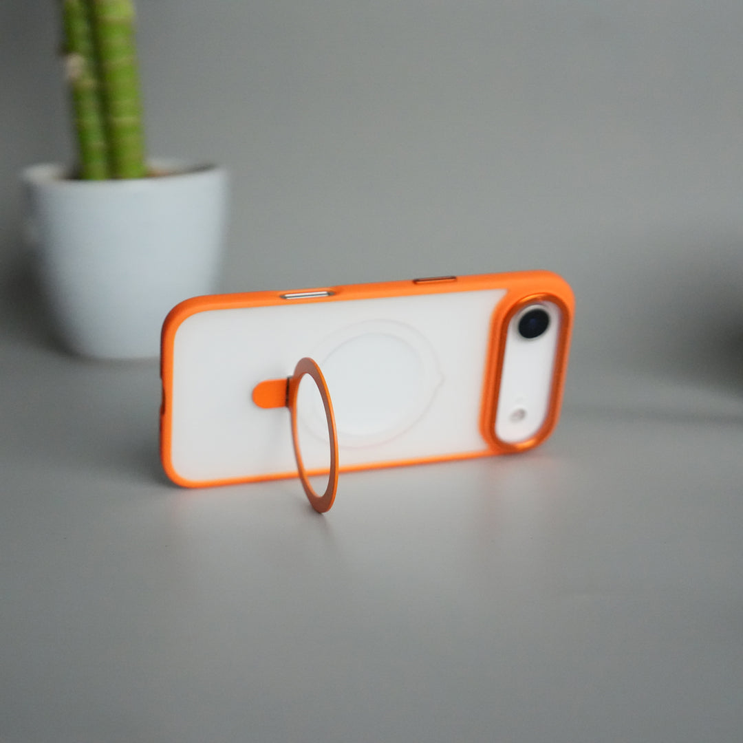 iPhone 17 Air Frosted Case with Metal Camera Bump & Metal Kickstand | Shockproof Matte Hybrid Cover