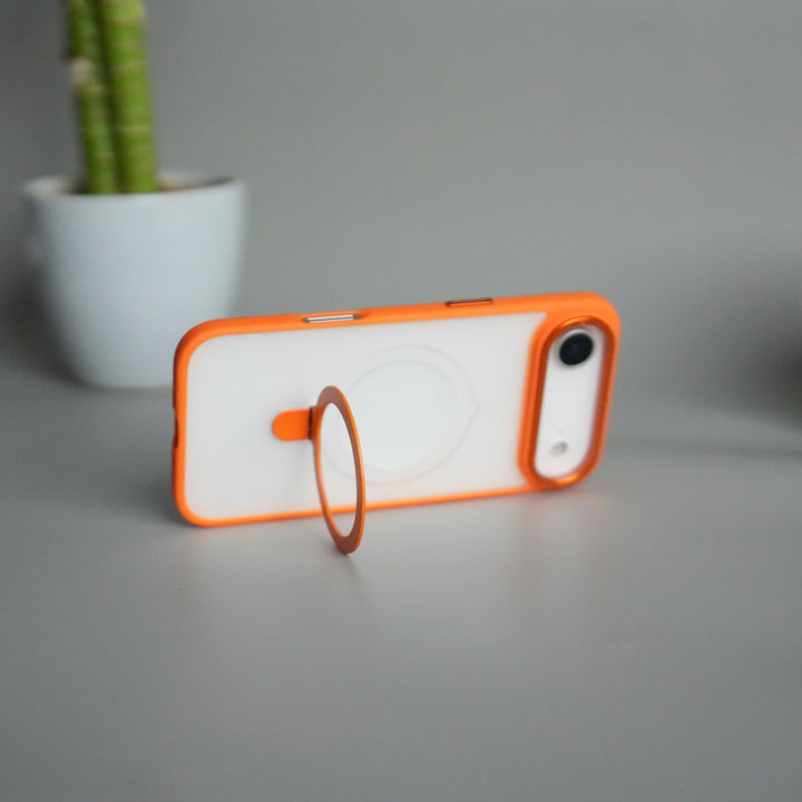 iPhone 17 Air Frosted Case with Metal Camera Bump & Metal Kickstand | Shockproof Matte Hybrid Cover