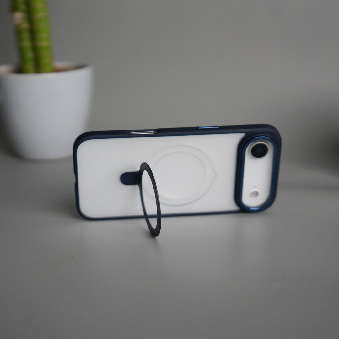 iPhone 17 Air Frosted Case with Metal Camera Bump & Metal Kickstand | Shockproof Matte Hybrid Cover