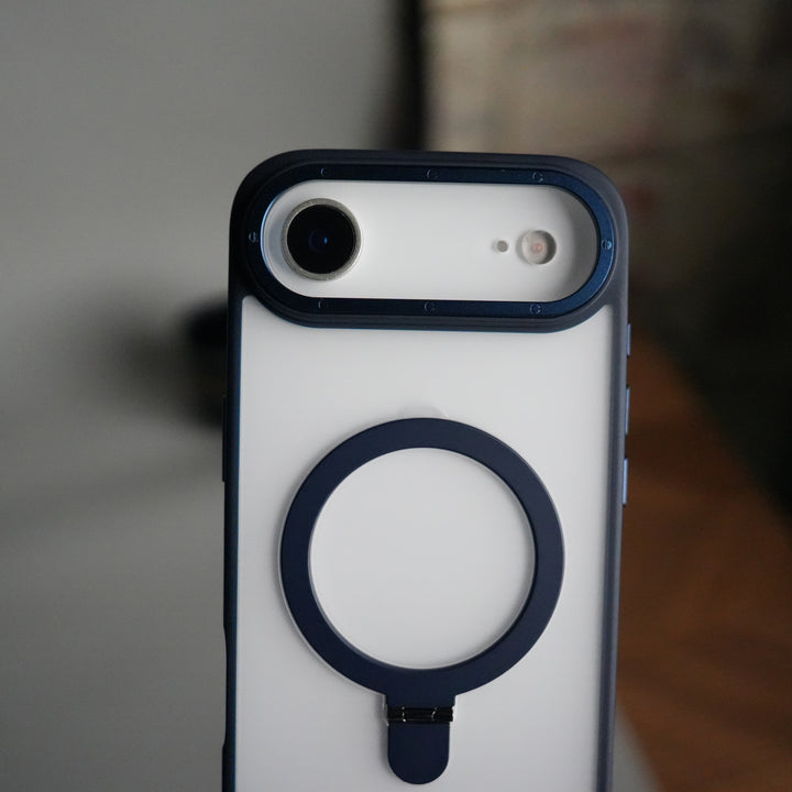 iPhone 17 Air Frosted Case with Metal Camera Bump & Metal Kickstand | Shockproof Matte Hybrid Cover