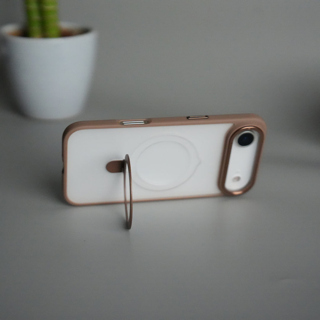 iPhone 17 Air Frosted Case with Metal Camera Bump & Metal Kickstand | Shockproof Matte Hybrid Cover