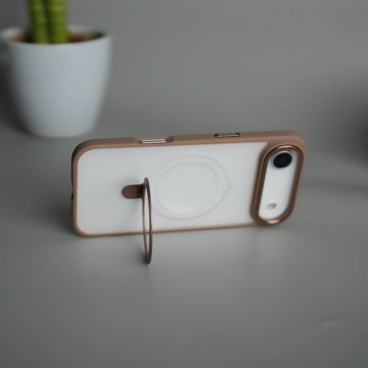 iPhone 17 Air Frosted Case with Metal Camera Bump & Metal Kickstand | Shockproof Matte Hybrid Cover