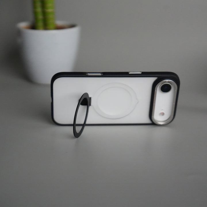 iPhone 17 Air Frosted Case with Metal Camera Bump & Metal Kickstand | Shockproof Matte Hybrid Cover