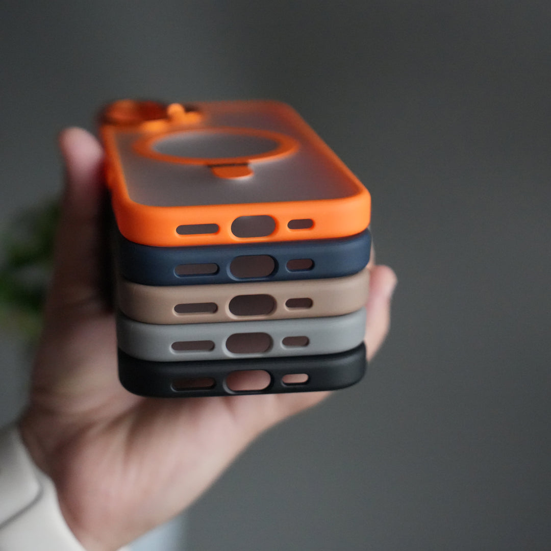 iPhone 17 Frosted Case with Metal Camera Bump & Metal Kickstand | Shockproof Matte Hybrid Cover