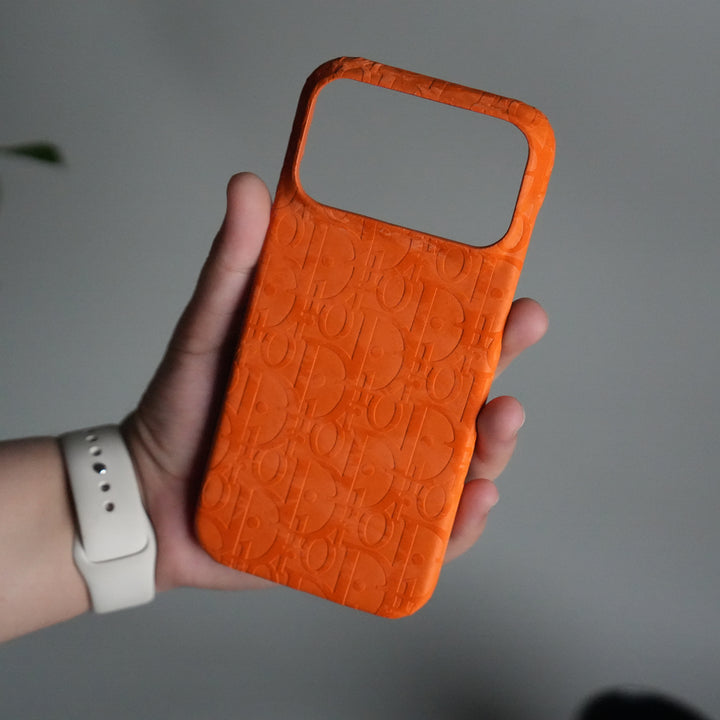 iPhone 17 Series Luxury DR Full PU Leather Designer Case Cover | Orange