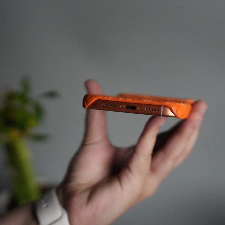 iPhone 17 Series Luxury DR Full PU Leather Designer Case Cover | Orange