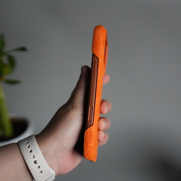 iPhone 17 Series Luxury DR Full PU Leather Designer Case Cover | Orange