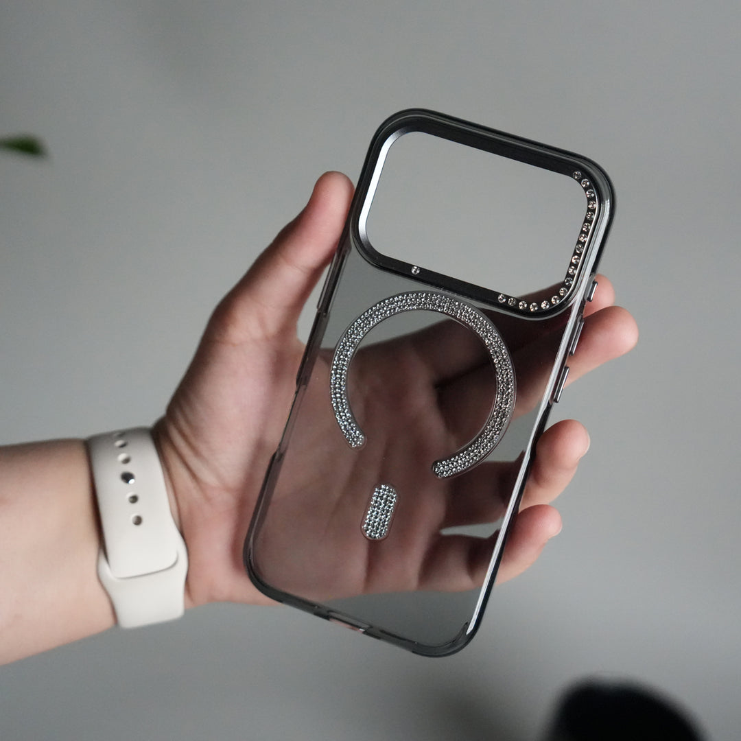 iPhone 17 Pro Max Luxury Diamond MagSafe Case | Crystal Clear Back Cover with Rhinestone Metal Camera Guard