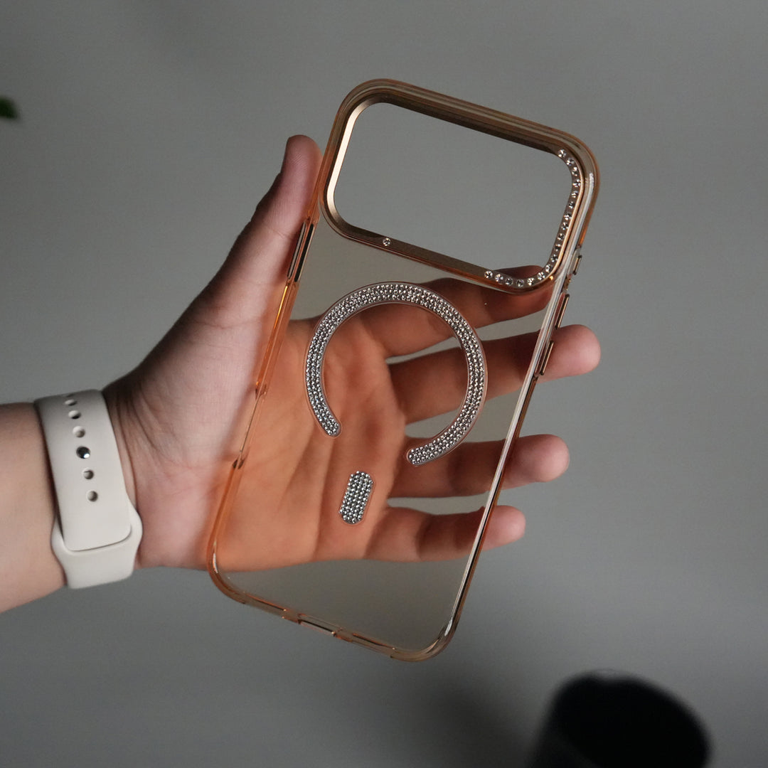iPhone 17 Pro Max Luxury Diamond MagSafe Case | Crystal Clear Back Cover with Rhinestone Metal Camera Guard