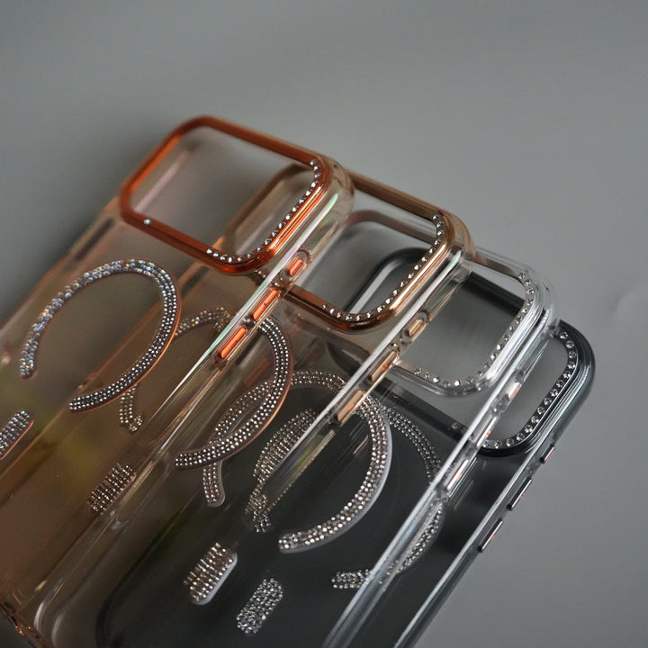 iPhone 17 Pro Max Luxury Diamond MagSafe Case | Crystal Clear Back Cover with Rhinestone Metal Camera Guard