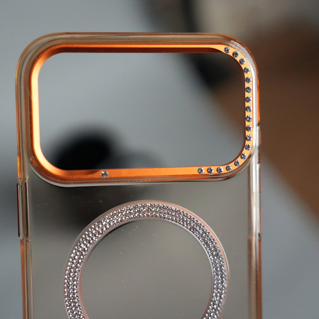 iPhone 17 Pro Max Luxury Diamond MagSafe Case | Crystal Clear Back Cover with Rhinestone Metal Camera Guard