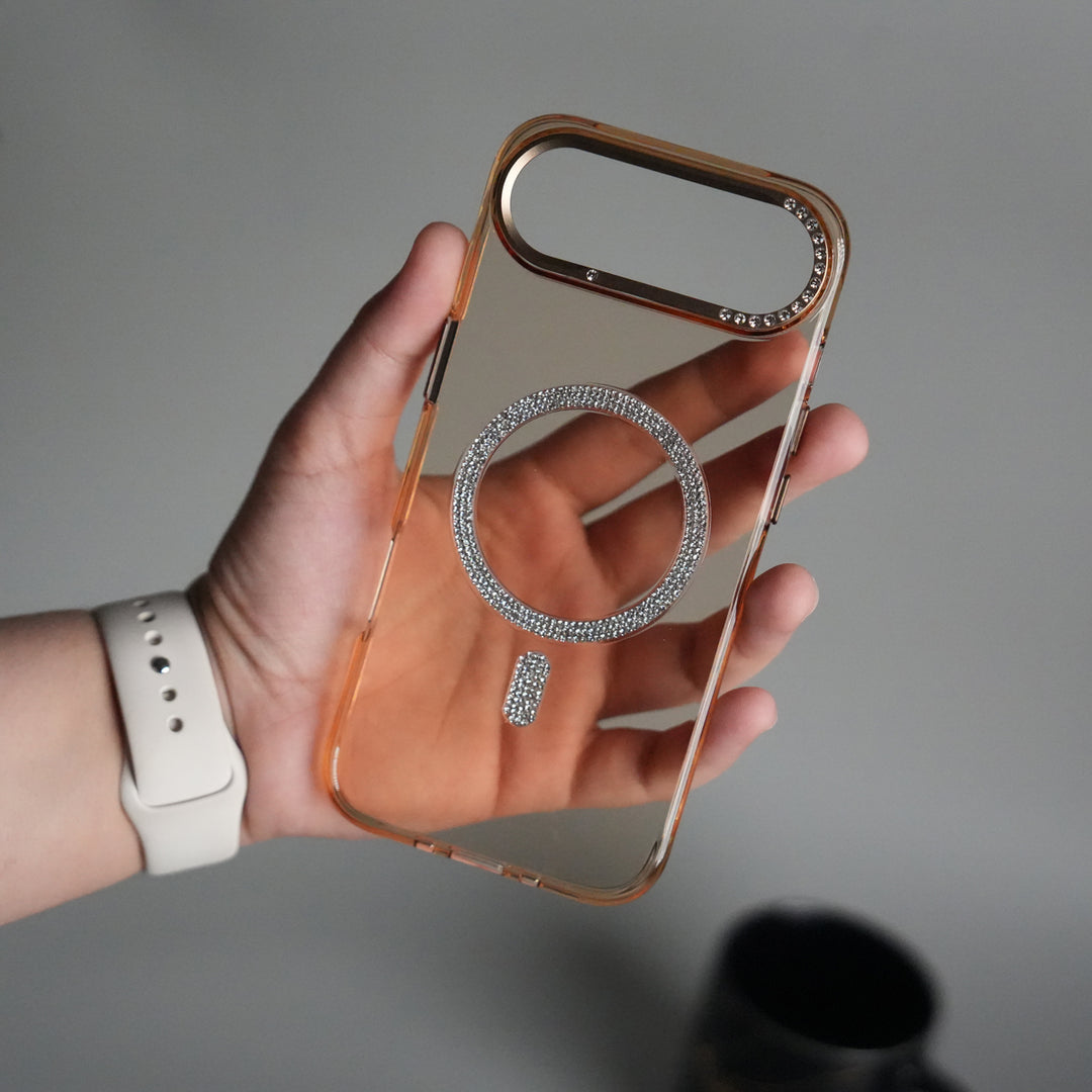 iPhone 17 Air Luxury Diamond MagSafe Case | Crystal Clear Back Cover with Rhinestone Metal Camera Guard