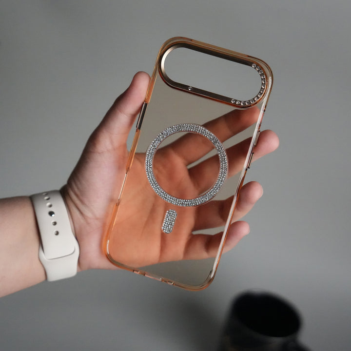 iPhone 17 Air Luxury Diamond MagSafe Case | Crystal Clear Back Cover with Rhinestone Metal Camera Guard