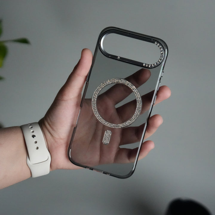 iPhone 17 Air Luxury Diamond MagSafe Case | Crystal Clear Back Cover with Rhinestone Metal Camera Guard