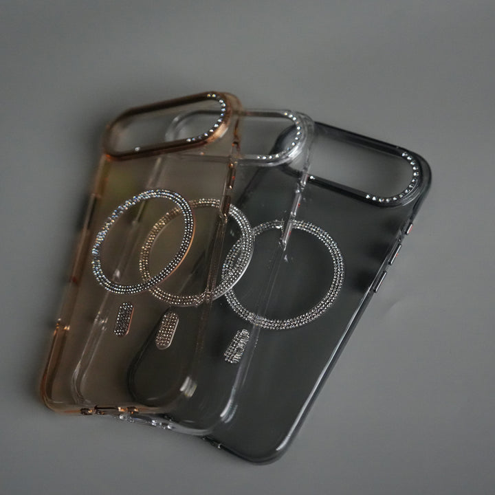iPhone 17 Air Luxury Diamond MagSafe Case | Crystal Clear Back Cover with Rhinestone Metal Camera Guard