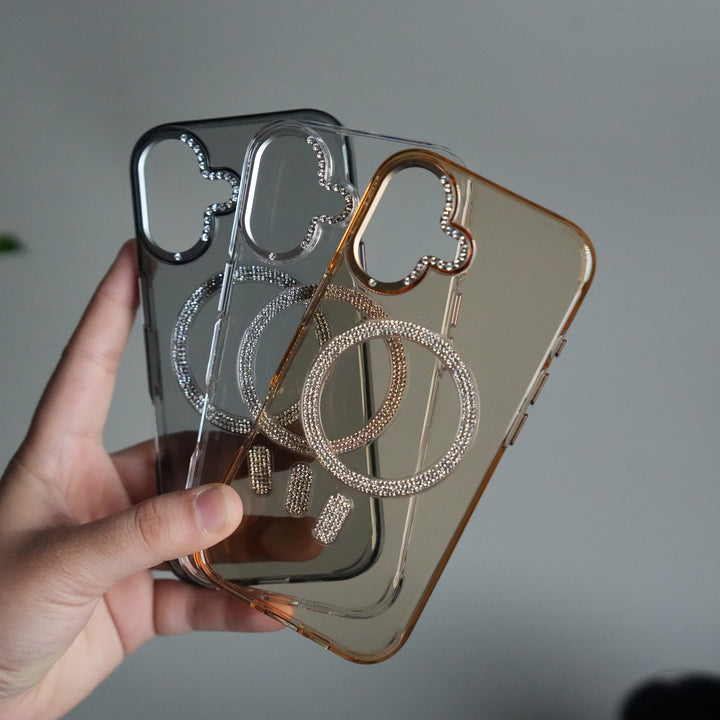 iPhone 17 Luxury Diamond MagSafe Case | Crystal Clear Back Cover with Rhinestone Metal Camera Guard