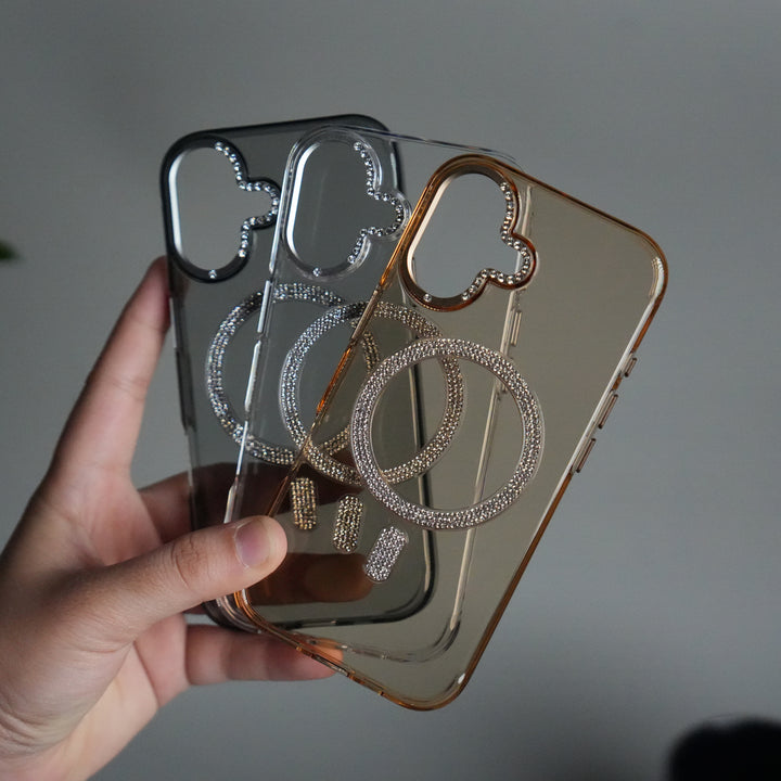 iPhone 17 Luxury Diamond MagSafe Case | Crystal Clear Back Cover with Rhinestone Metal Camera Guard
