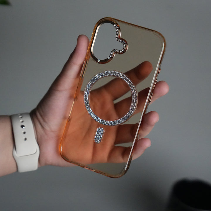iPhone 17 Luxury Diamond MagSafe Case | Crystal Clear Back Cover with Rhinestone Metal Camera Guard
