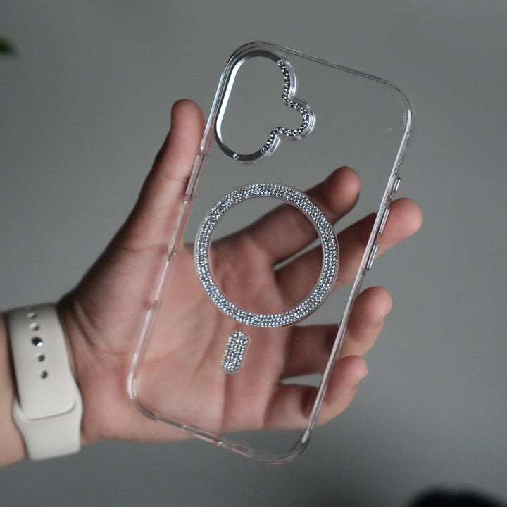 iPhone 17 Luxury Diamond MagSafe Case | Crystal Clear Back Cover with Rhinestone Metal Camera Guard