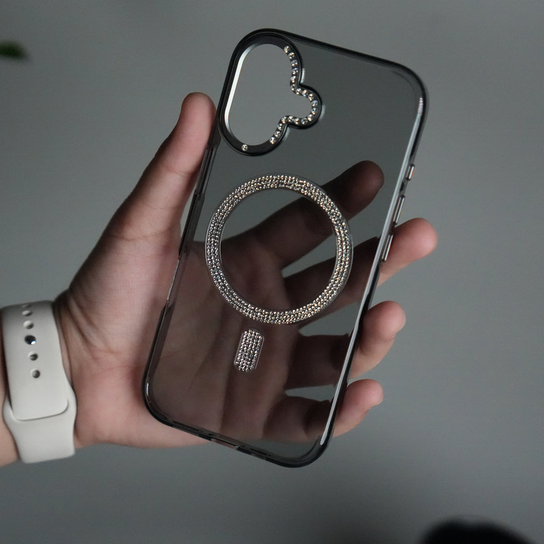 iPhone 17 Luxury Diamond MagSafe Case | Crystal Clear Back Cover with Rhinestone Metal Camera Guard