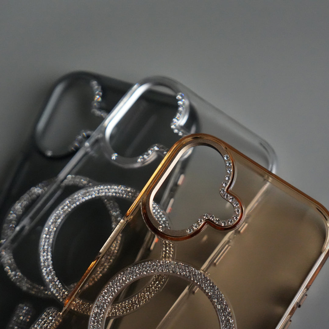 iPhone 17 Luxury Diamond MagSafe Case | Crystal Clear Back Cover with Rhinestone Metal Camera Guard