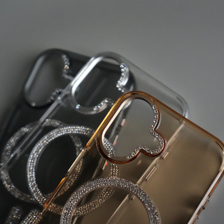 iPhone 17 Luxury Diamond MagSafe Case | Crystal Clear Back Cover with Rhinestone Metal Camera Guard