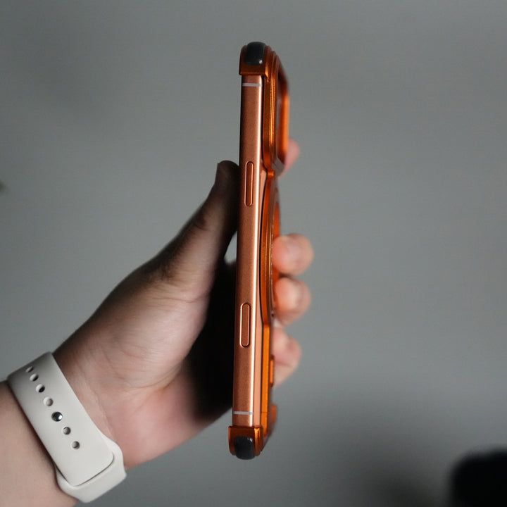 iPhone 17 Pro Metal Frameless Bumper Case | Blue Aluminum Protective Cover with 360° Rotating Stand